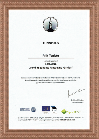 Certificate of Tendiopathy