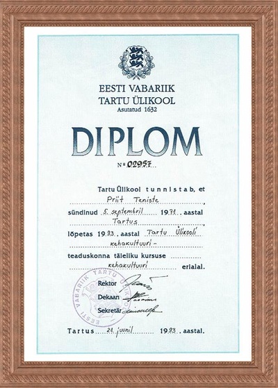 Diploma of Graduation from Tartu University